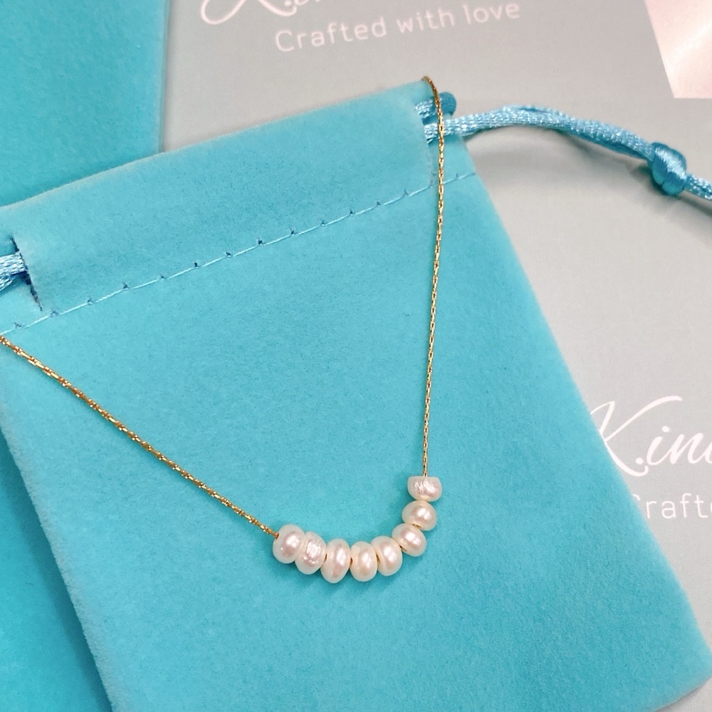 Vermeil Natural Pearl Necklace gold plated stainless steel - Picture 9 of 15